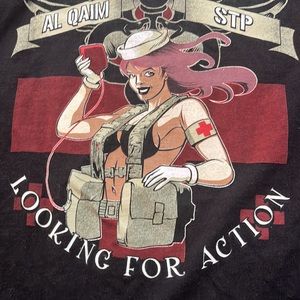 LOOKING FOR ACTION- MILITARY OO-RAH MEDIUM SHIRT LONG SLEEVE